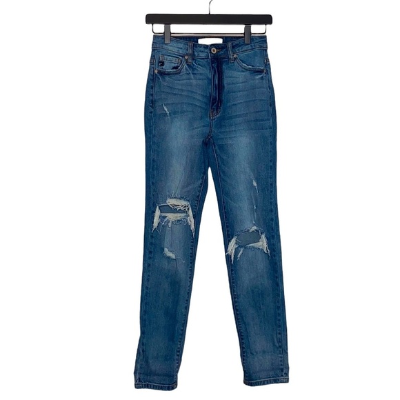 KanCan Women's Denim Distressed Skinny Leg Jeans Medium Wash Mid-Rise size 0/23 - Picture 1 of 9
